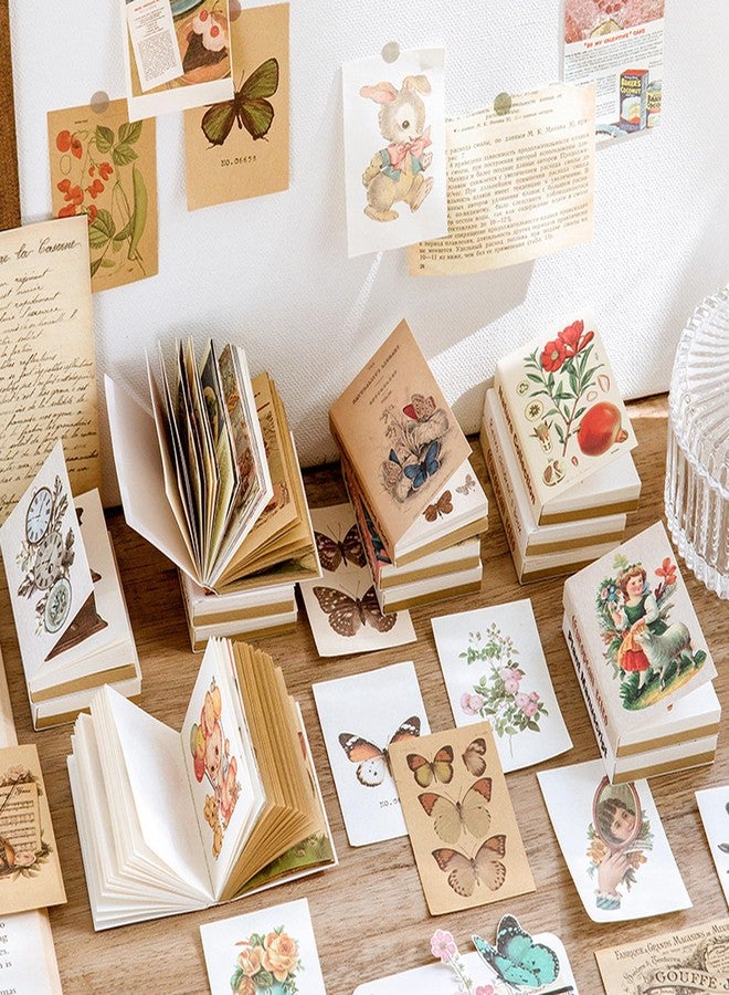 VDFZHL Mini Books DIY Crafts Miniature Books with Washi Stickers, Scrapbook Sticker Pages (Non-Adhesive), 8 Themes 640 Mini Illustrations, Cuttable Pages, Dollhouse Decor, Miniature Lover Gifts - Image 2